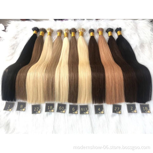 Hot selling remy virgin human double drawn silky  straight tape in  i tip hair extension